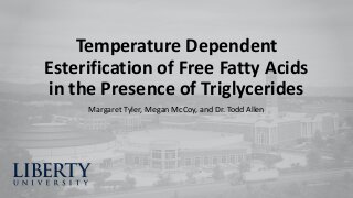 Temperature Dependent Esterification of Free Fatty Acids in the Presence of Triglycerides